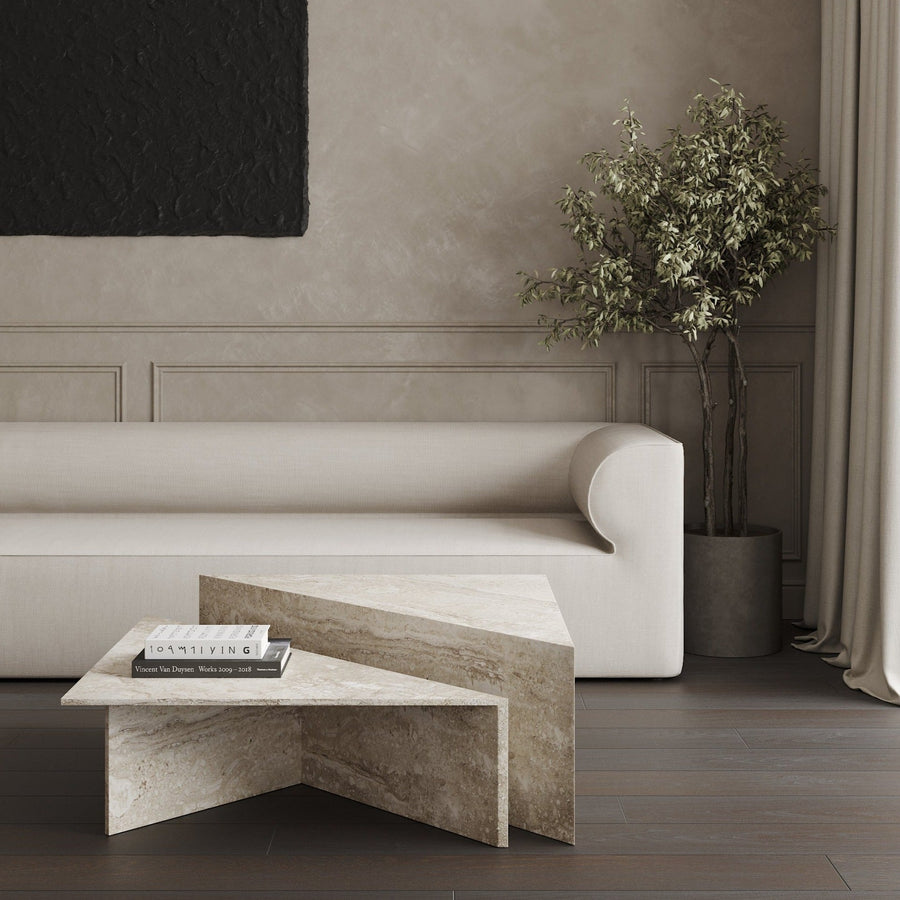 Thea triangular marble coffee table by Collection Noir