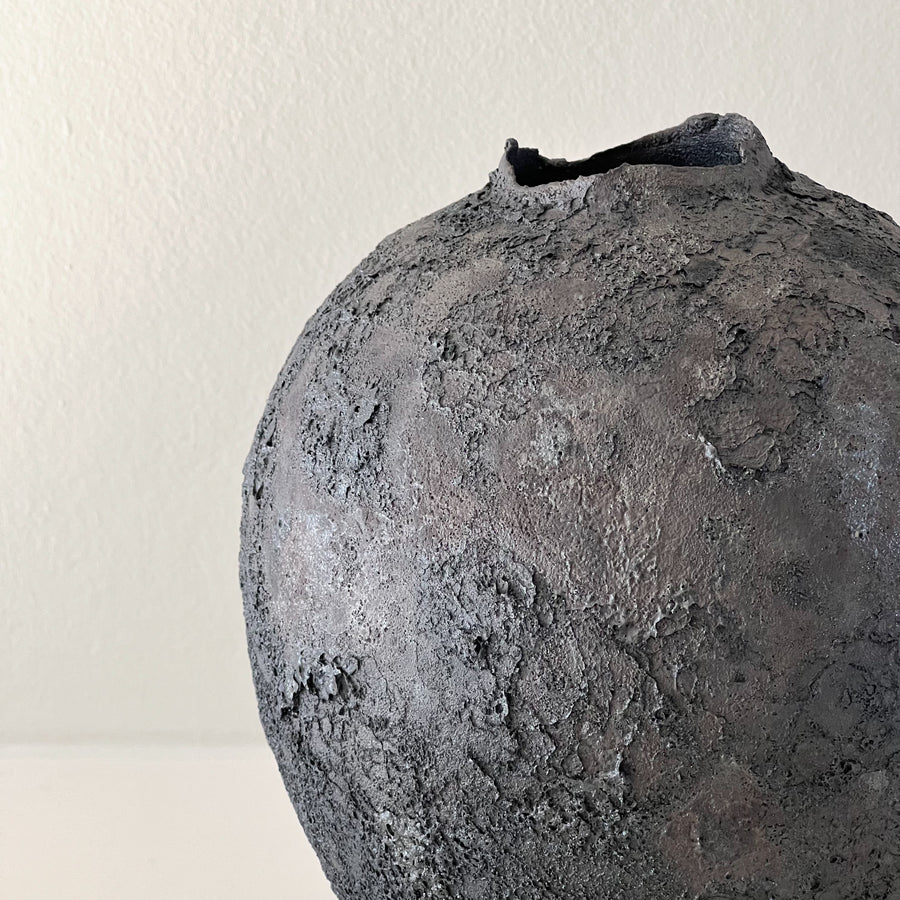 Ceramic moon jar by Dora Good - Black Moon 