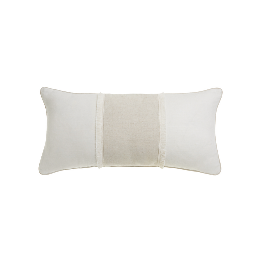 Linen oblong cushion with cotton fringe detail by Collection Noir