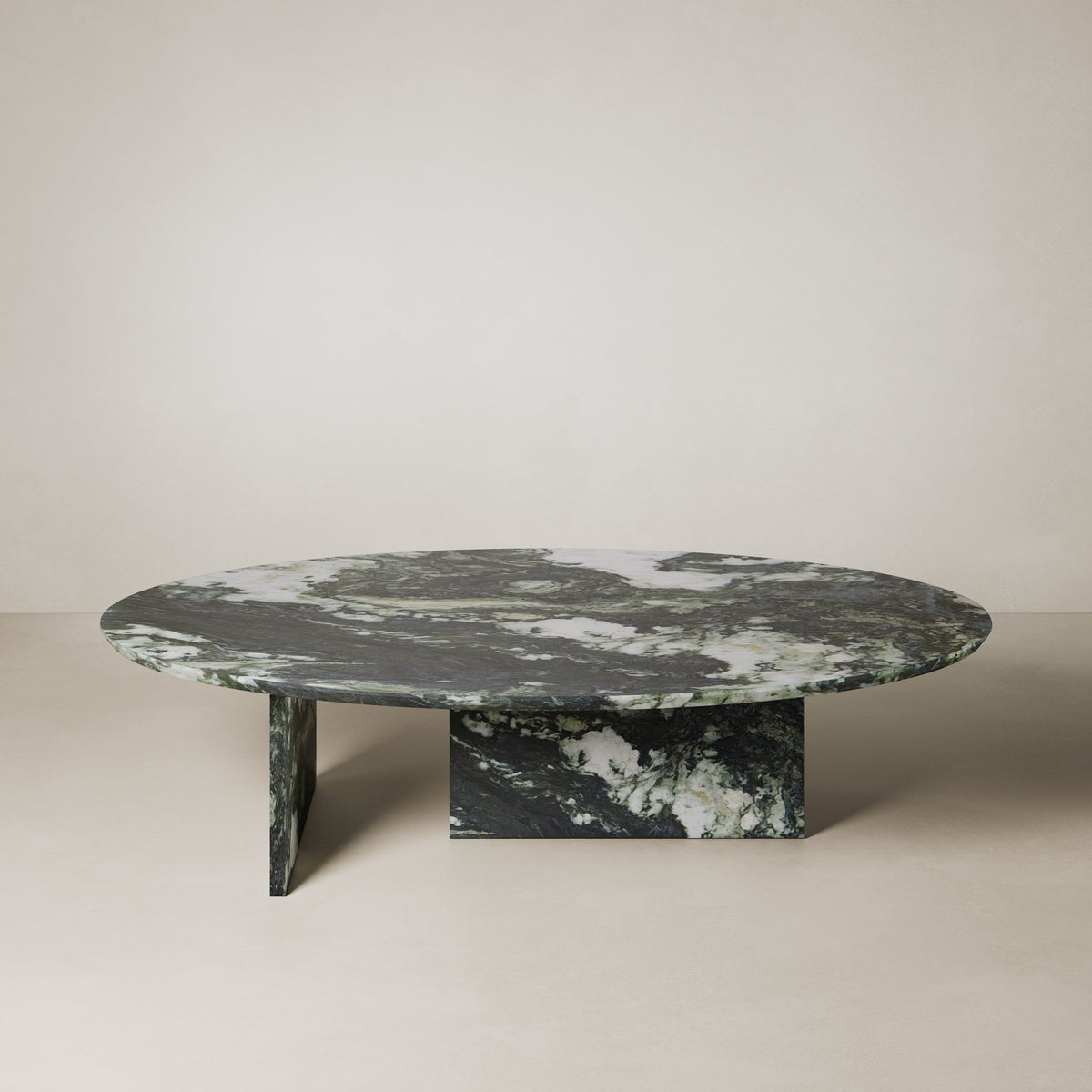 Otis Oval marble coffee table by Collection Noir, oval top on a T-framed base