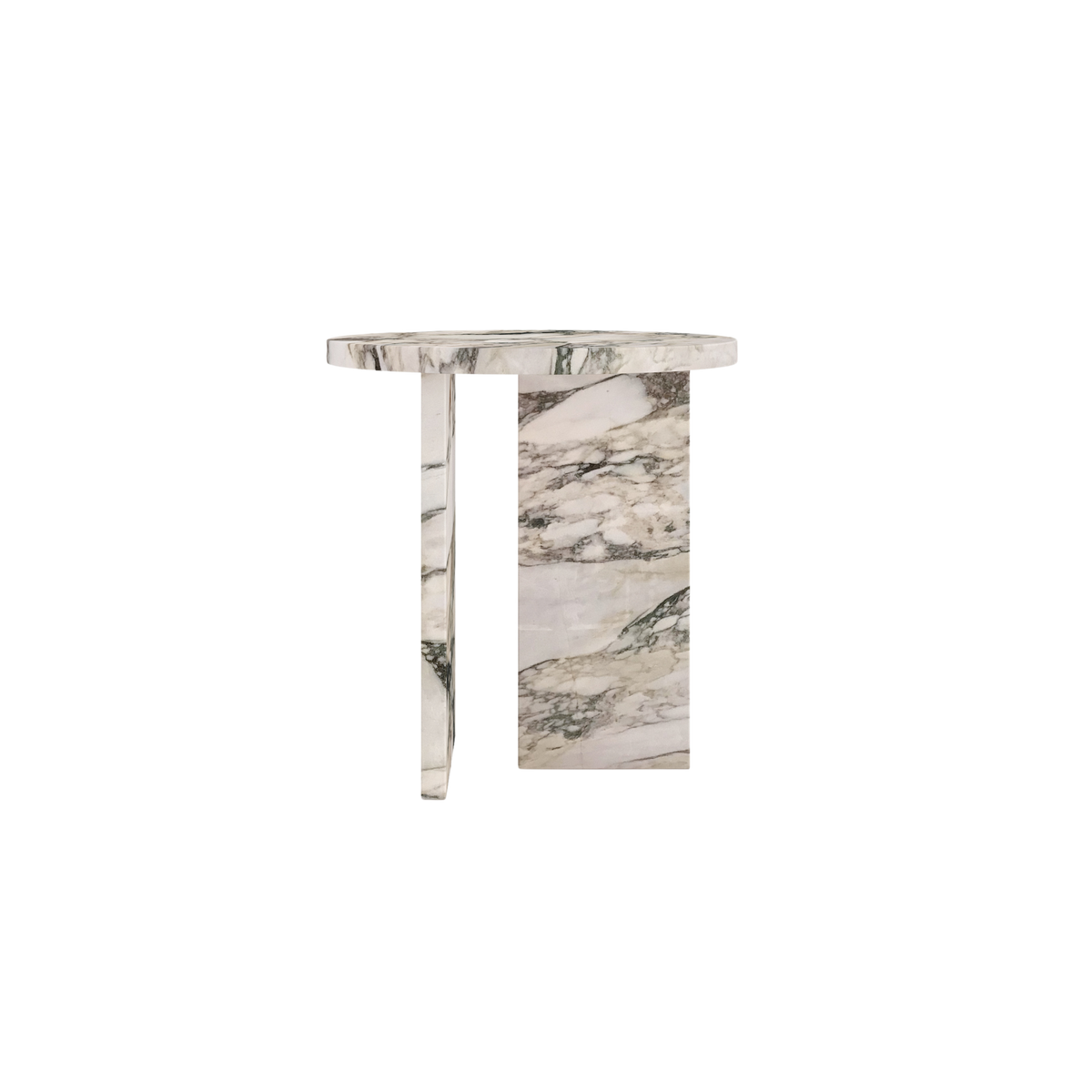 Otis marble side table by Collection Noir, smaller round top on a T-framed base