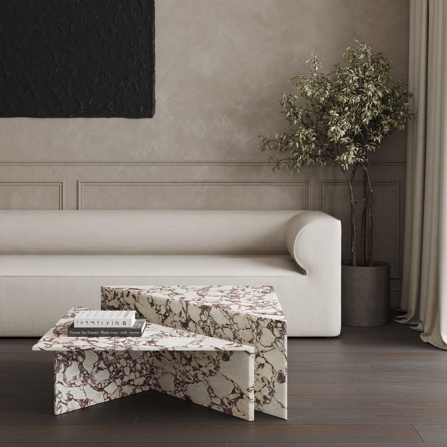 Thea triangular marble coffee table by Collection Noir