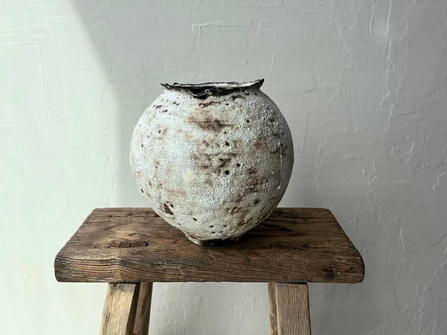 Textured ceramic moon vase