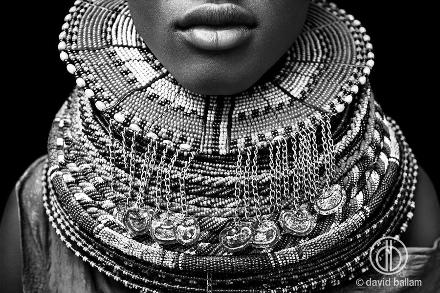 Turkana Jewellery, black and white fine art tribal photography by David Ballam