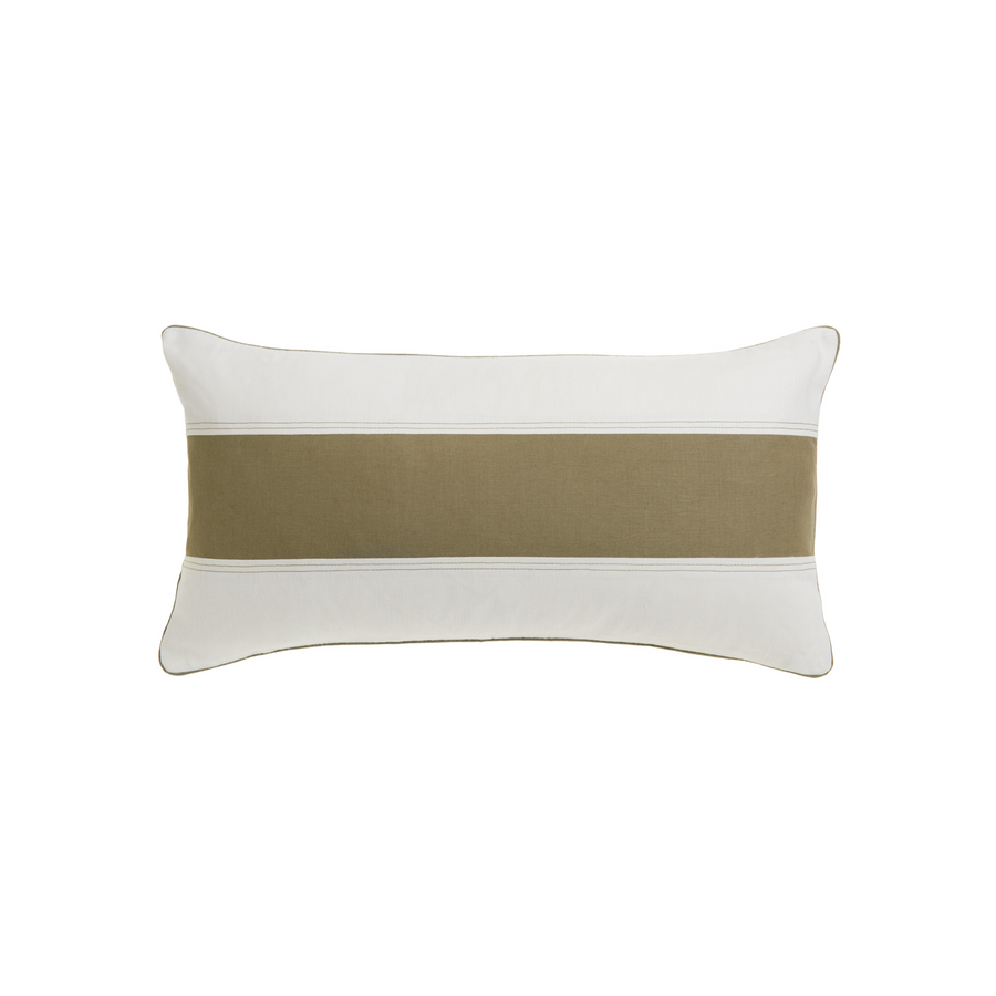 Linen cushion with olive green stripe by Collection Noir
